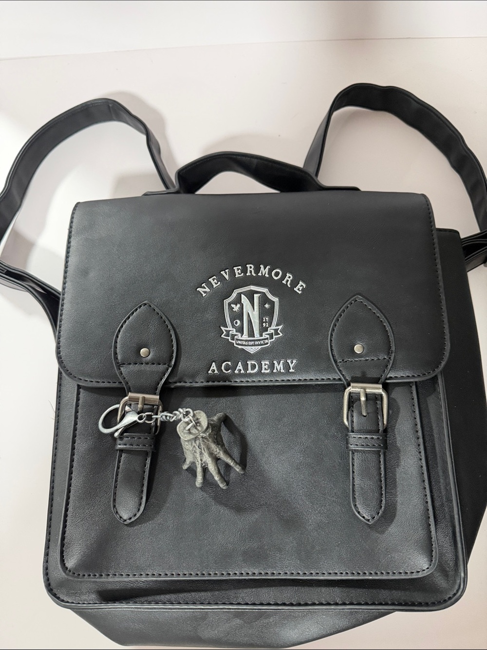Nevermore Academy Black Faux Leather Backpack